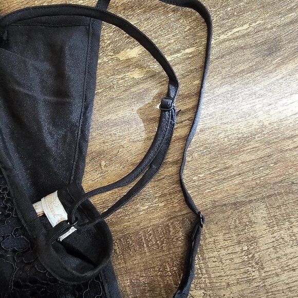 NWT! Gold Hawk Flounce Hem Lace Midi Slip A-Line Dress, M, Black - Picture 6 of 12